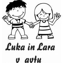 Nalepka otrok v avtu - bratec in sestrica v več kot 16 kombinacijah