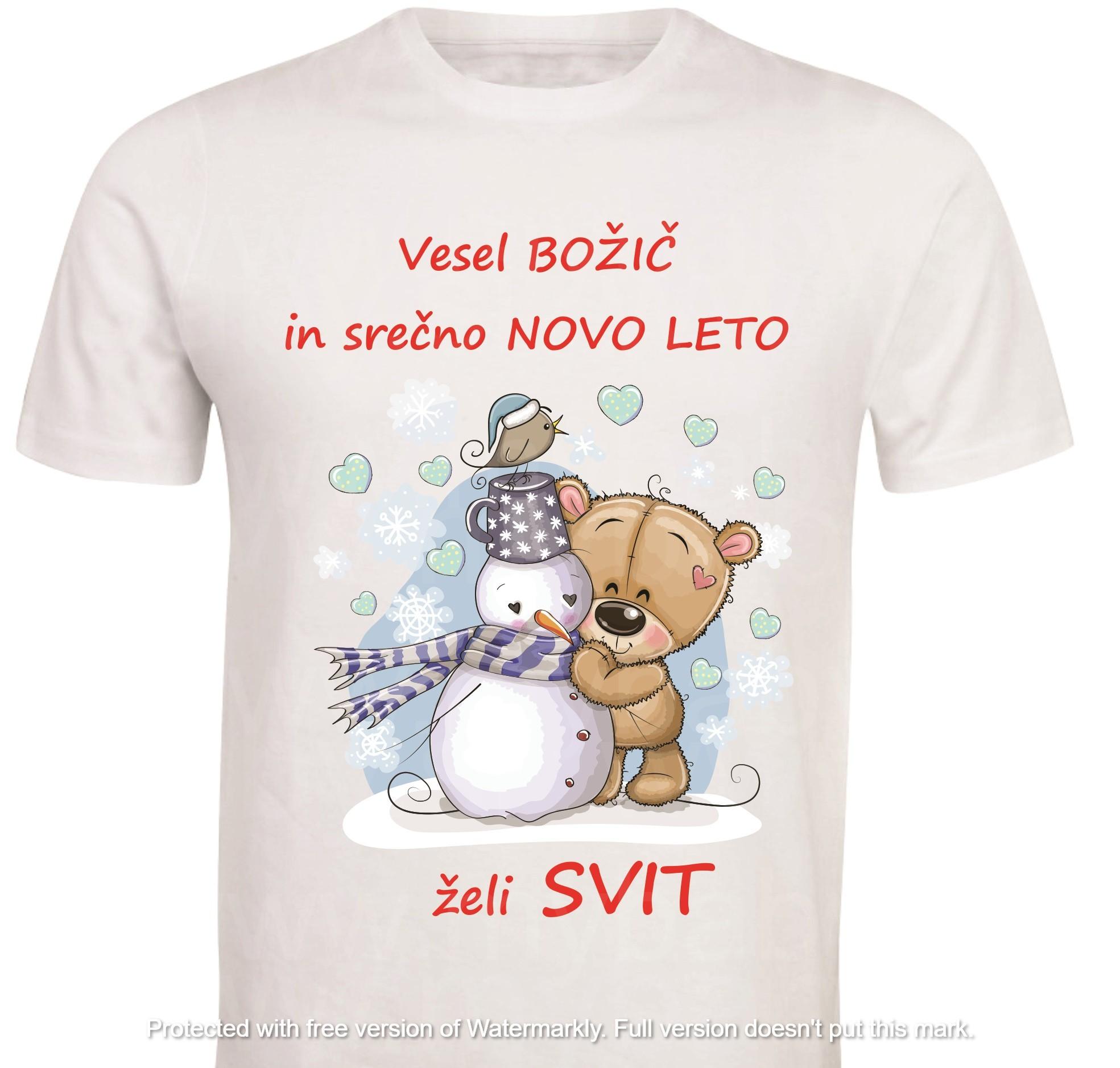 Otroška majica -božič medvedek s snežakom