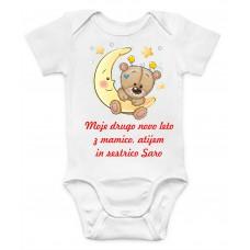 Otroški bodi - MEDVEDEK Z LUNCO PRVO DRUGO NOVO LETO z mamico, očijem