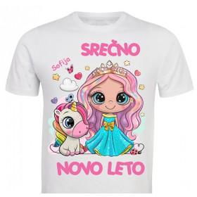 Otroška majica NOVO LETO PRINCESKA S SAMOROGOM