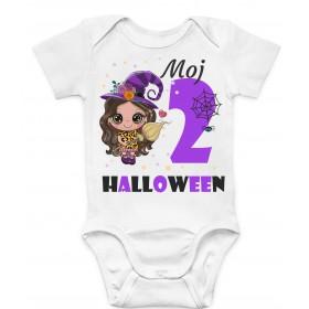 Otroški bodi 1, 2, 3 halloween punči z metlo